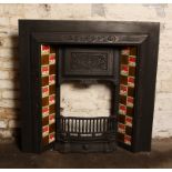 Victorian cast iron tiled insert,