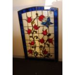 Victorian style double glazed leaded glass window coming with flourishing tulip design in a blue