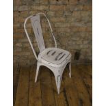 A set of Mid Century steel Tolix chair in a distressed white finish H : 96 W : 45 cm ( 4 items )