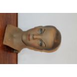 Mid Century Italian plaster millinery head of a young female very short hair