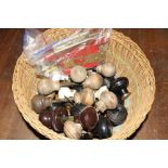 Basket of assorted door knobs (20 items)