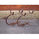 Victorian pair of wrought iron brackets, H : 70,