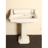 Vitramid porcelain sink with pedestal and chrome taps H: 84 W: 64 cm