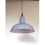 Industrial enamel shade in grey rewired with new brass fittings H: 33 W: 45 cm