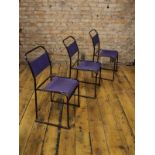 Mid Century blue canvas and black steel framed chair H : 86 W : 45 cm (5 items)