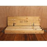 Industrial pine and ply stone sample storage box with blue nylon twine handles H : 28 L: 66 cm ( 4