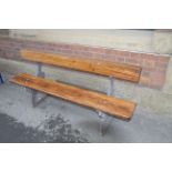 Victorian style bench with original church cast iron legs pitch pine seat and back rest H: 80 W: