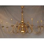 Victorian style polished brass flemish 8 arm chandelier H : 100 cm