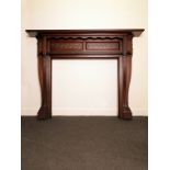 Victorian mahogany fire surround with carved detail H: 135 W: 178 cm