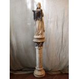 Reconstituted Cornish granite and lead statue of Mary and the Shroud Statue H: 178 cm