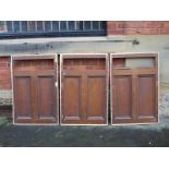Victorian painted pine 2 fielded panel cupboard doors with horizontal glass facility H: 74 W: 70 cm