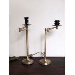 Contemporary brushed brass adjustable table lamp on simple tiered base H : 49 W : 15 cm (2 items)