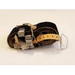 A set of vintage seal skin ski straps L : 200 W : 6 cm