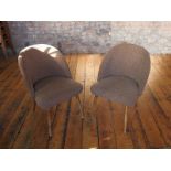 A pair of Mid Century brown upholstered cocktail chair coming with tapered beech legs H : 79 W :