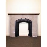 Victorian cast iron fireplace insert with decorative arch opening 91 x 91 cm