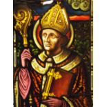 A fine stained glass panel depicting The Pope 125 x 42 cm