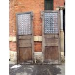 Pair of oak doors with rounded glass detail H: 234 W: 79 cm