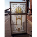 Art Nouveau metal painted window with stained glass H : 220 cm W : 106 cm