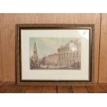 Victorian cityscape print in an ornate gold and black frame - artist unknown 94 x 14 cm