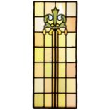 Tall Floral Patterned Stained Glass with Pastel Squares with damage H: 96 W: 39