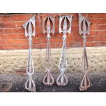 Art Nouveau set of four cast thistle design spindles H: 91 cm