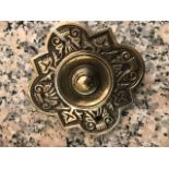 Victorian style brass "Press" bell with William Morris design