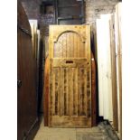 1930's style pine door with modern textured glass H: 208 W: 91 cm