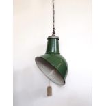 Industrial enamel parabolic shade in bottle green,