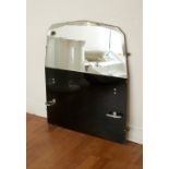 Art Deco glass over sink bathroom mirror in black H: 76 cm