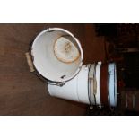 6 Vintage enamel multi use buckets with handles H: 31 cm (3 items)