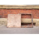 19thC cast man hole cover with closed patterned surface H : 63 W : 66 cm