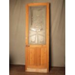 French pine door with etched frosted glass panel H: 230 W: 78