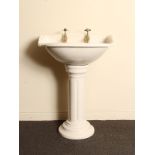 Victorian style porcelain Sanitan sink and pedestal H: 89 W: 64 cm