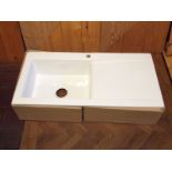 Contemporary porcelain kitchen sink with sloped drainer H: 20 W: 101