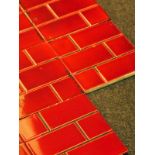 Eight ceramic red brick effect tiles H: 8 W: 15 cm