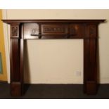 Edwardian oak fire surround with shelf,