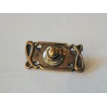 Art Nouveau style polished brass push bell H: 7 cm