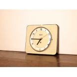 Retro formica green wall mounted clock with chrome frame H : 22 W : 25 cm
