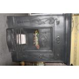 Victorian cast iron combination fire with an Art Nouveau design H: 115 W: 102 cm