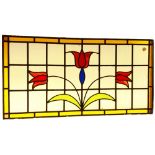 Red Tulip design stained glass panel H: 52 W: 102 cm