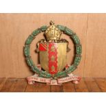 Victorian The See of Manchester plaster heraldic coats of arms signifying Stretford,