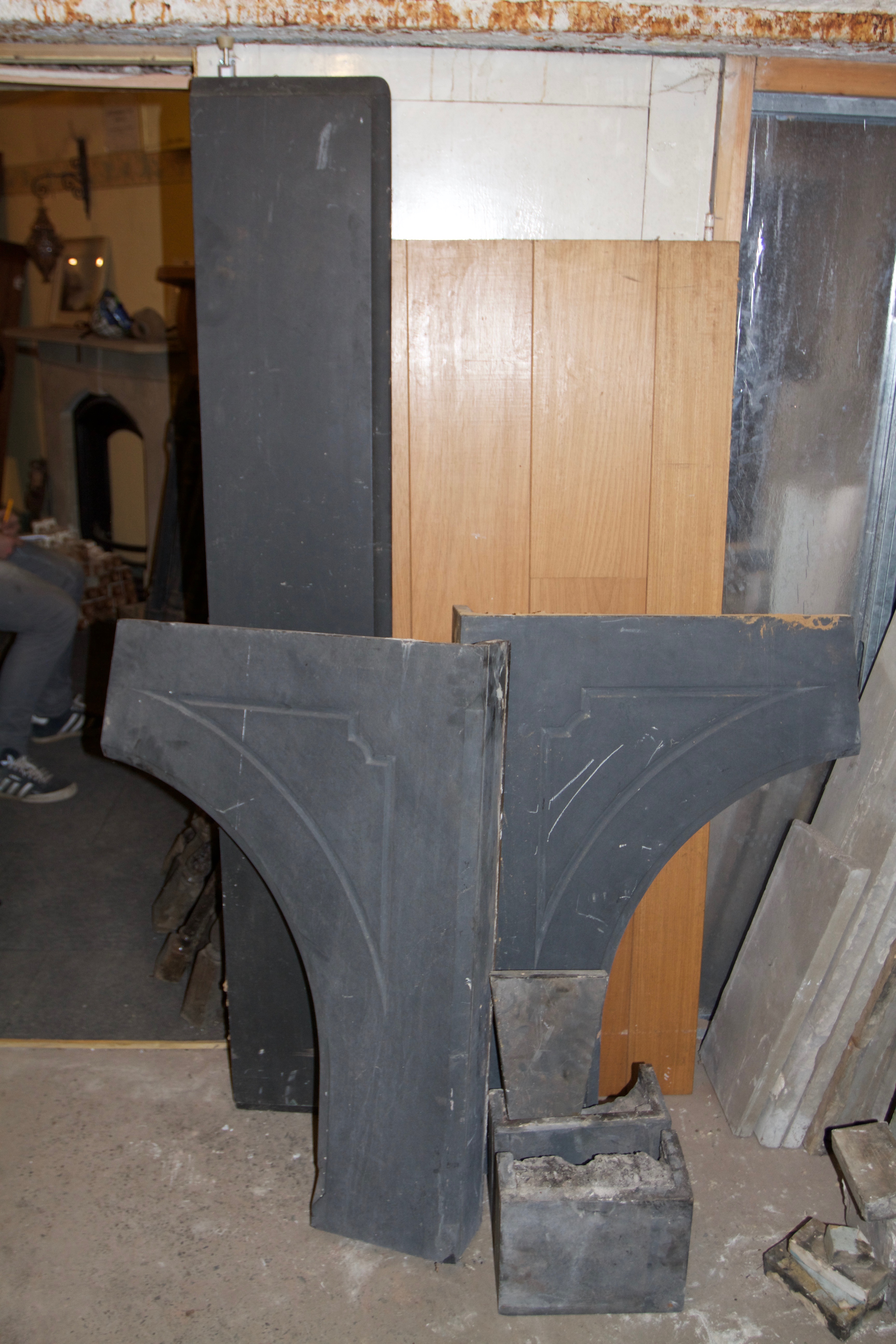 Victorian arched slate fire surround.