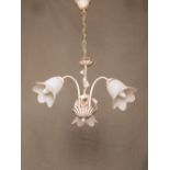 Off white floral chandelier with leaf decoration H: 67 W: 47 cm