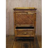 Edwardian Oriental bamboo side cabinet with drawer and removable tray top H : 70 W : 48 cm