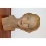 Mid Century Italian plaster millinery head of a female,