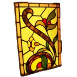 Floral design stained glass panel H: 69 W: 47 cm