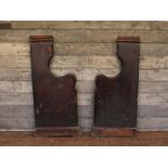 Victorian stained pine church pew ends H: 92 W: 42 cm