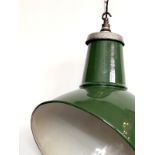 Industrial enamel parabolic shade in bottle green,