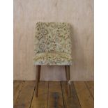 Mid Century floral velvet upholstered cocktail chair with beech wood tapered legs H : 80 W : 42cm