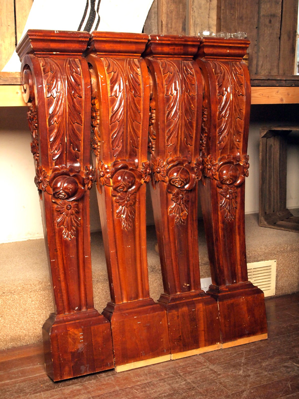 Victorian carved decorative wooden pillars from Albert Hall,